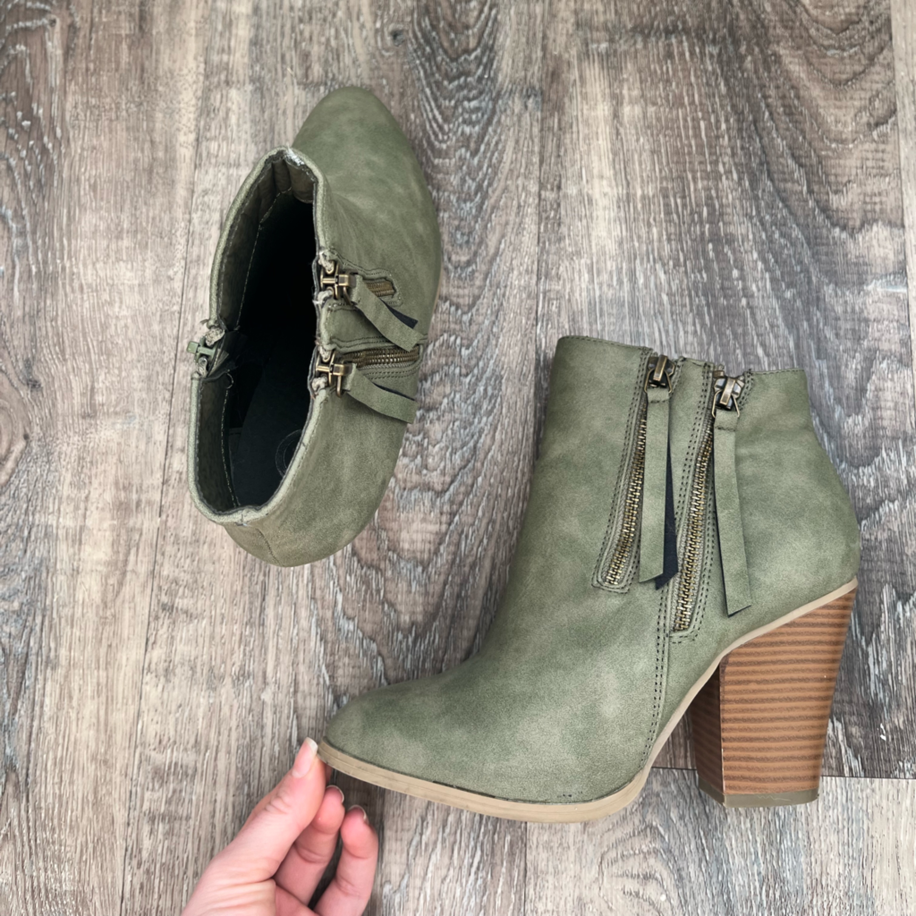 Green Suede Bootie Size 7